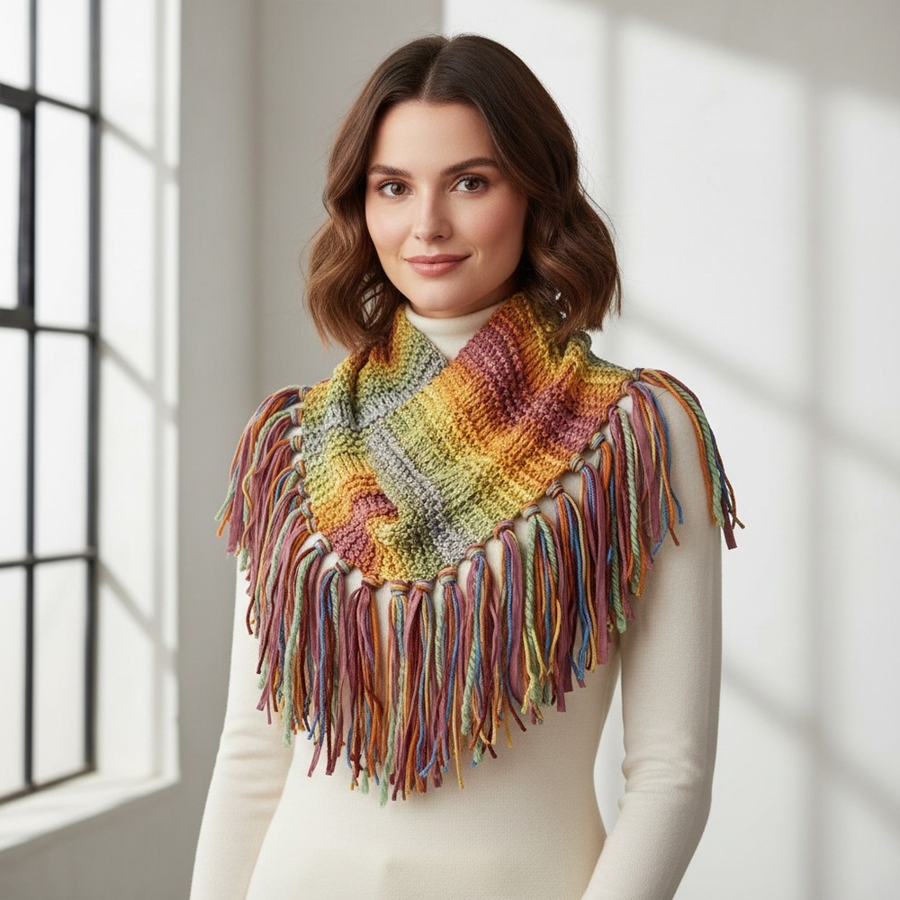 NEW Hand Knitted Boho Cowl Scarf Indie Artsy Festival Hippie Glam‎ Womens Chic